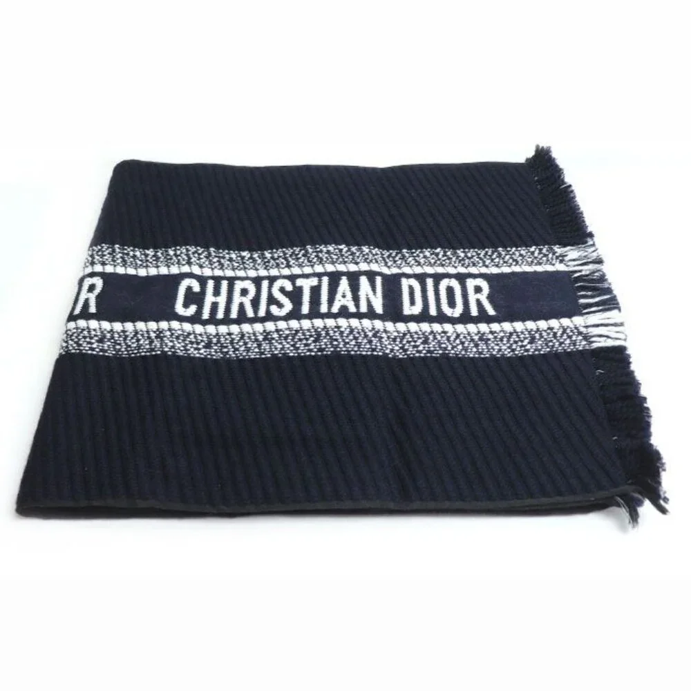 Dior Logo Oblique Big Scarf Navy 31 Cdo301 Ixgs - Picture 2 of 6